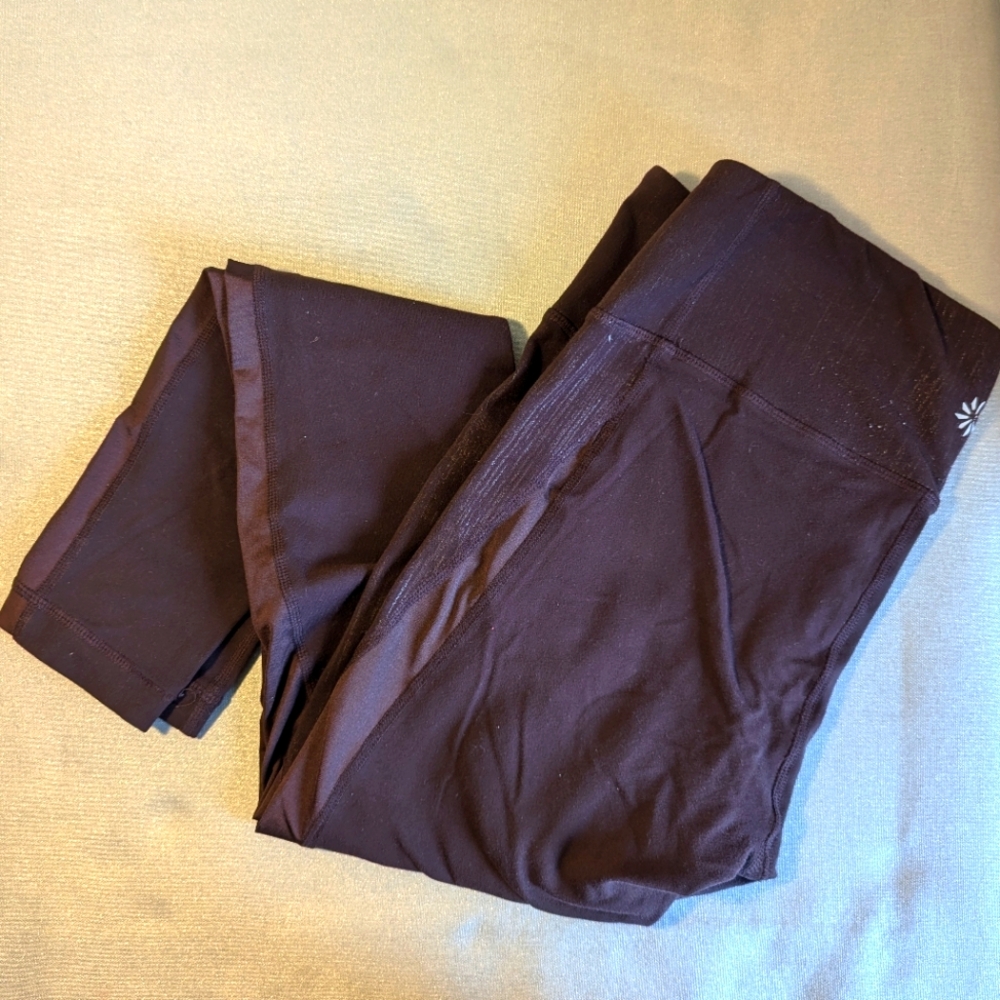 Athleta Maroon Leggings with Side Stripe Pattern Size M Medium